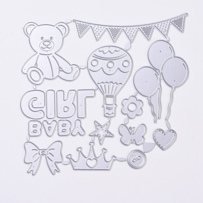 kalupi za izrezivanje baby set medo baloni natpis scrapbooking