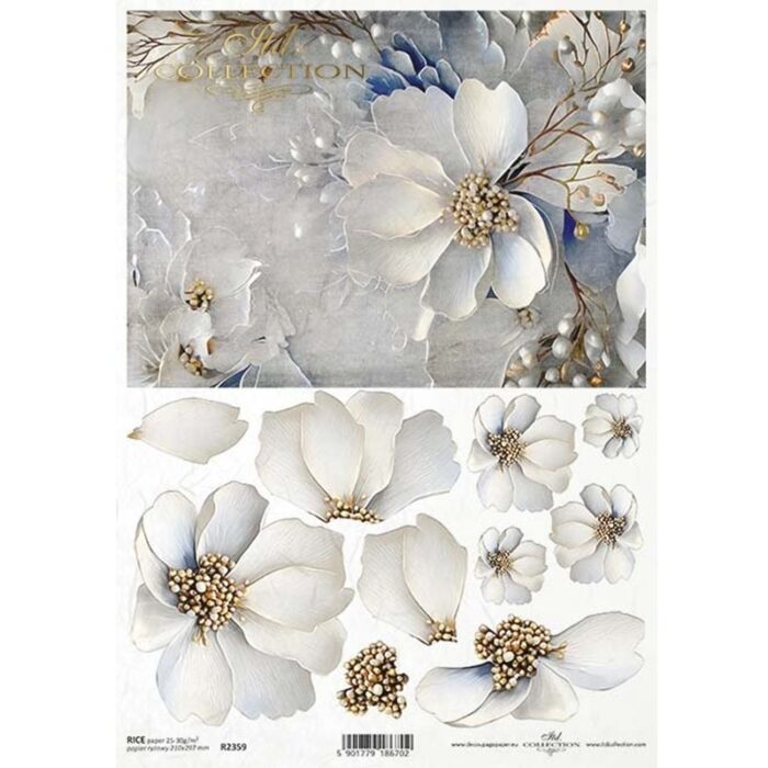 Rižin papir A4 cvijeće bijelo