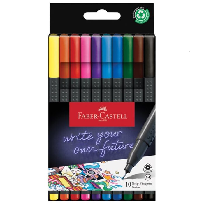 Flomasteri Grip Finepen Faber-Castell 10 boja