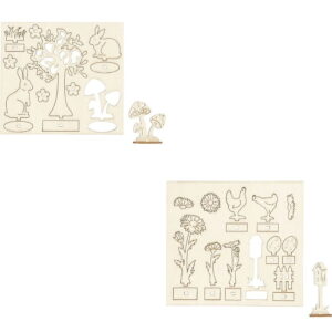 Uskrsne dekoracije - figurice od svijetlog drveta s postoljem