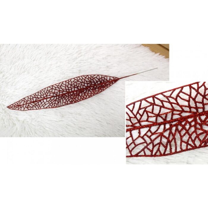 Dekorativni glitter list crvene boje