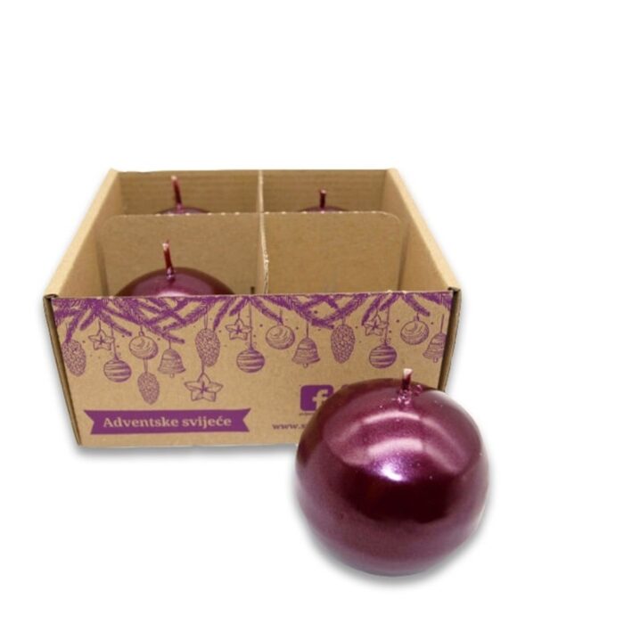 Adventske svijeće kugla metalik fi 60 mm 4 komada