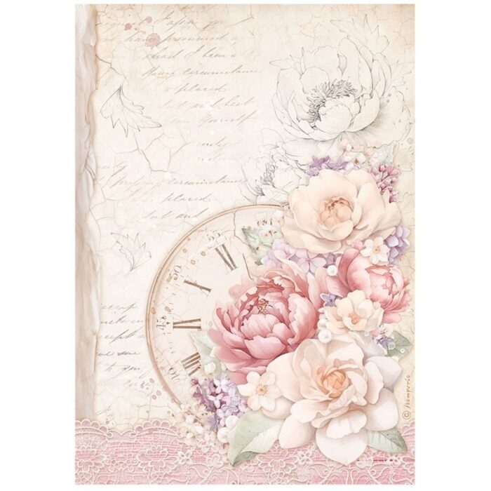 Rižin decoupage papir - Romance Forever clock