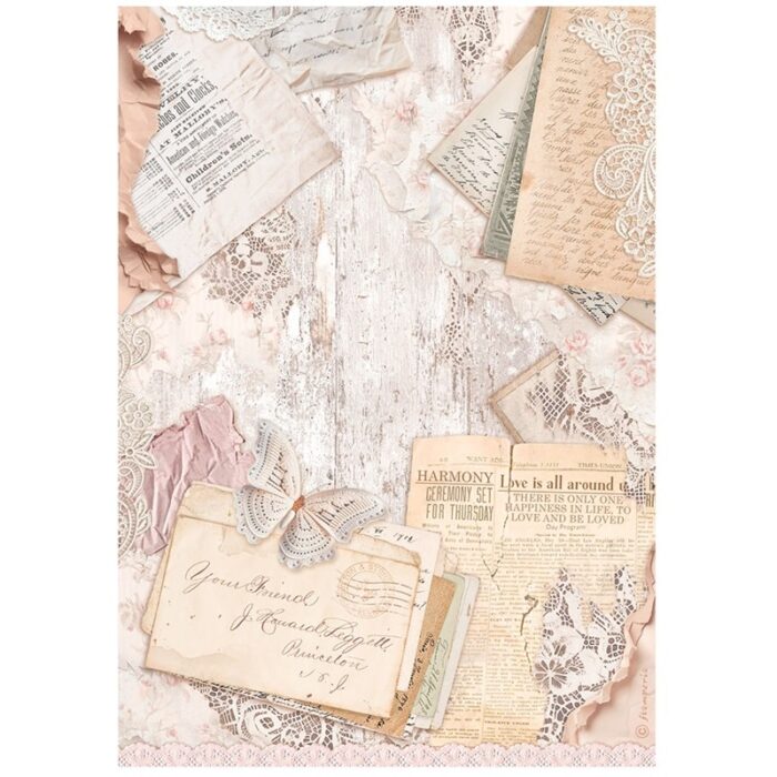 Rižin decoupage papir - Romance Forever letters