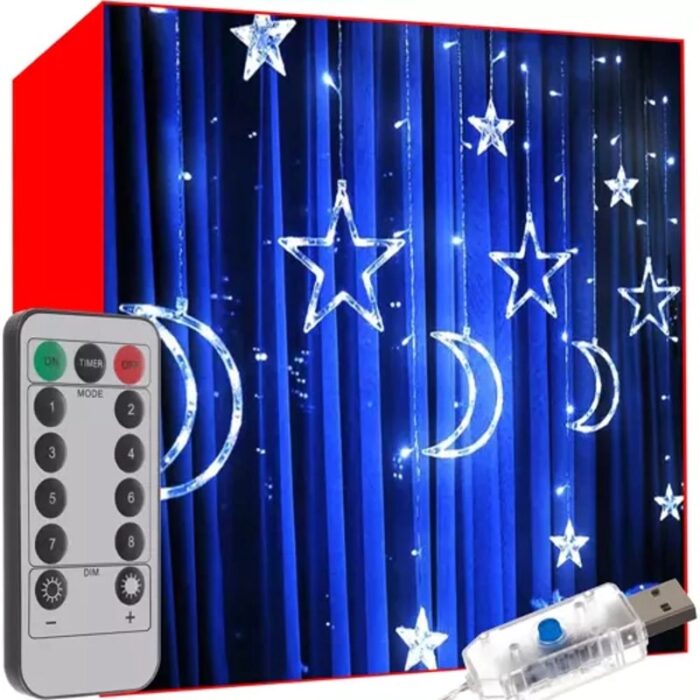 Božićne lampice mjesec i zvijezde 138 LED USB cool white