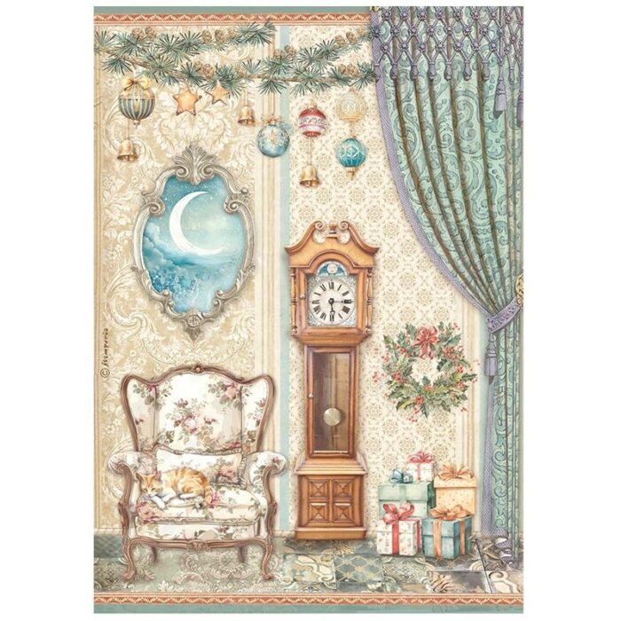Rižin decoupage papir A4-The Nutcracker pendulum clock and chair