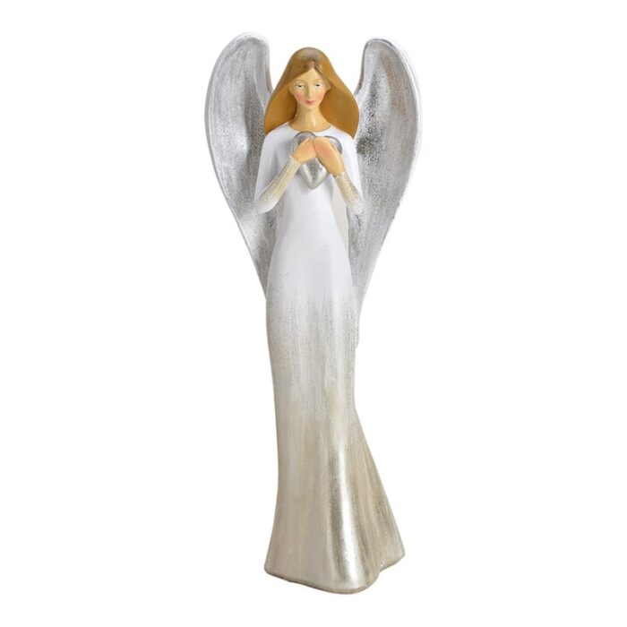 Anđelica sa srcem u bijeloj boji 12x32x9cm