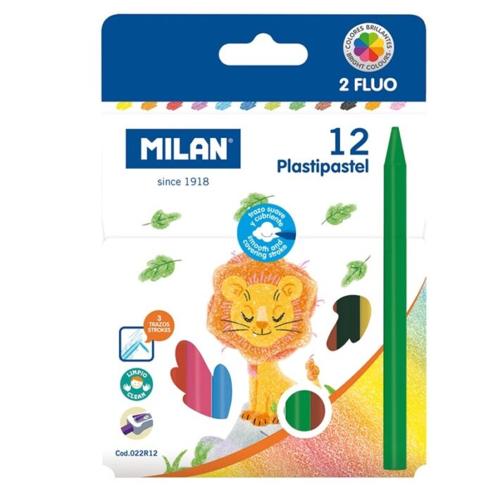 Boje voštane 12 Milan Plastipastel i 2 fluo boje