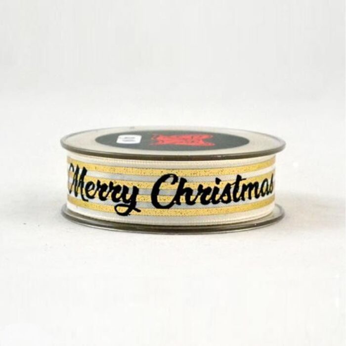 Ukrasna traka Merry Christmas 38 mm Ivory
