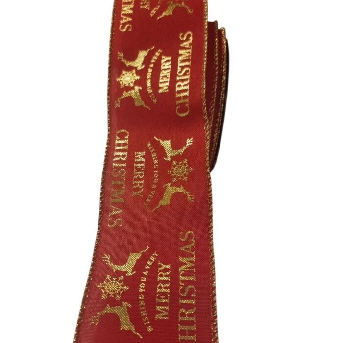 Ukrasna traka Nastri Merry Christmas 63 mm Red