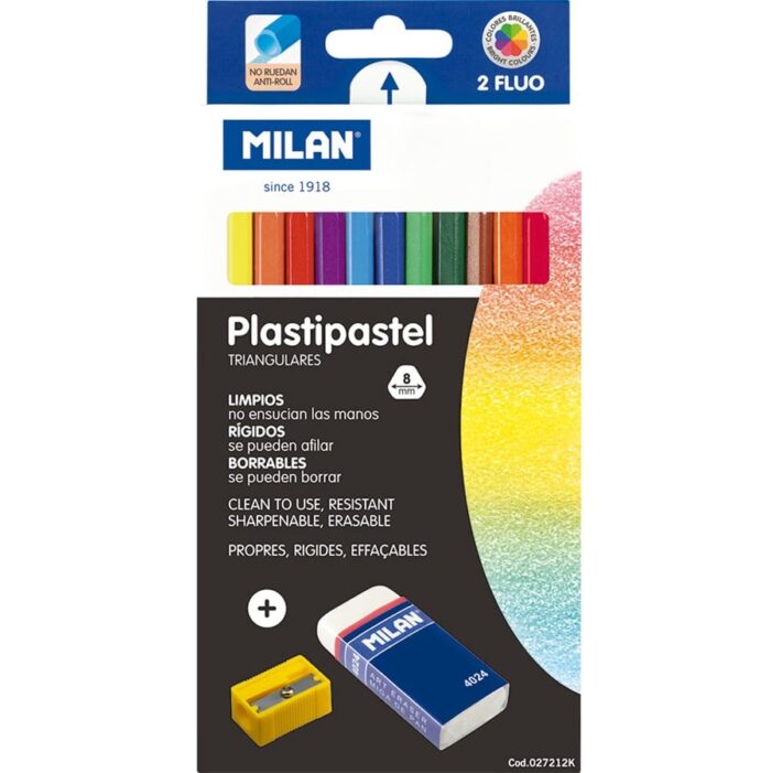 Boje voštane Milan Plastipastel sa šiljilom i gumicom