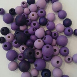 Drvene perle okrugle 4-9 mm 25 gr-ljubičasta