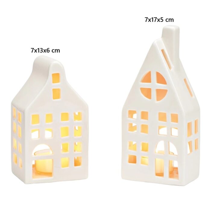 Kućica za svjećice od bijele keramike