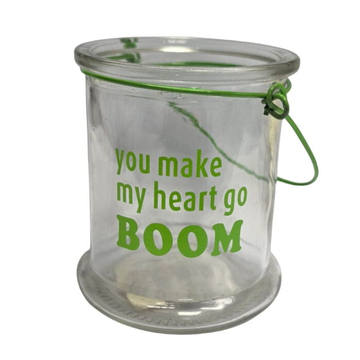 Staklena lanterna s natpisom 10x8.3 cm