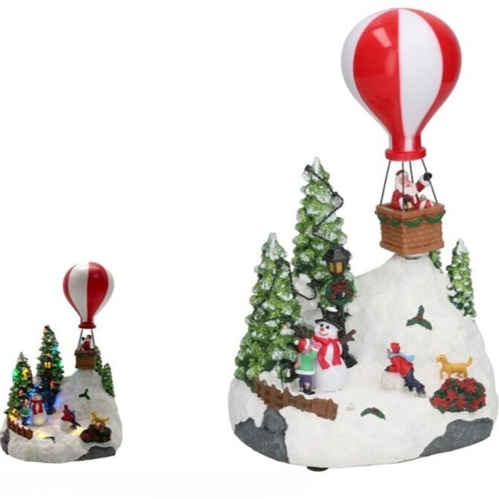 Božićna scena Djedica u balonu 19.3x15.8x27.5 cm