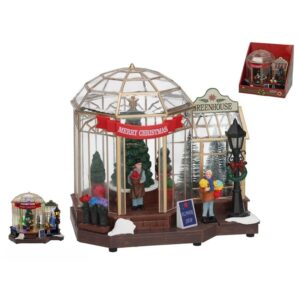 Božićna scena-Staklenik sa svjetlom i glazbom 20.5 cm