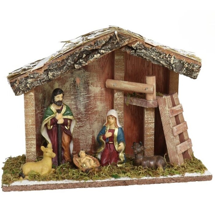 Božićne jaslice drvene 15 cm s 5 figurica