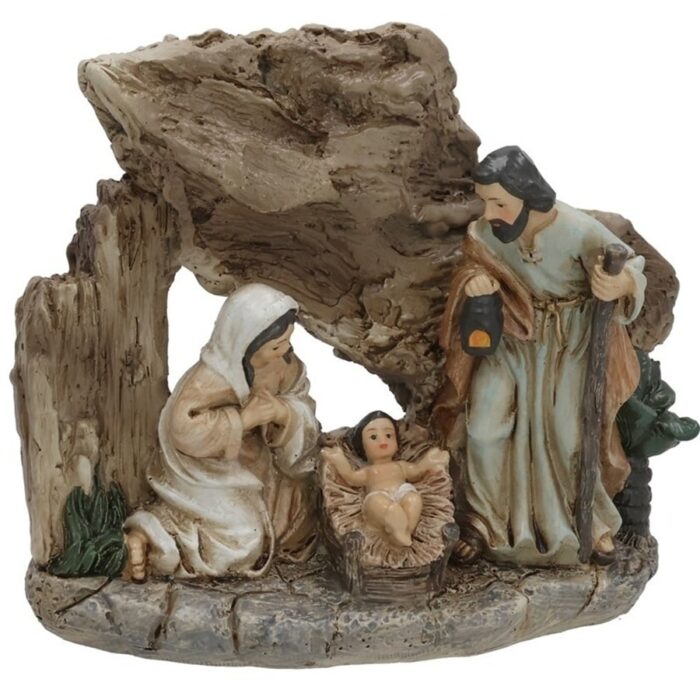 Božićne jaslice s figuricama Svete obitelji 11.7x5.2x10 cm