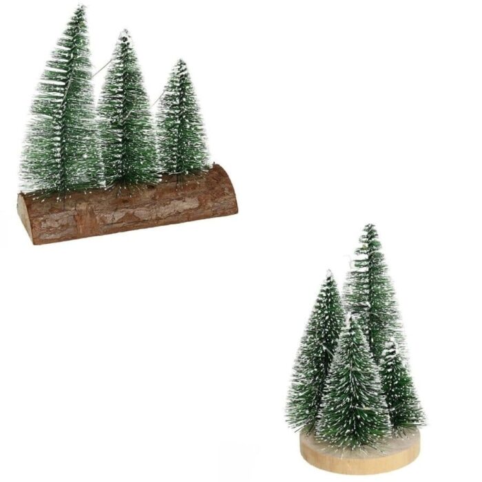 Drvca na drvenom postolju s LED lampicama