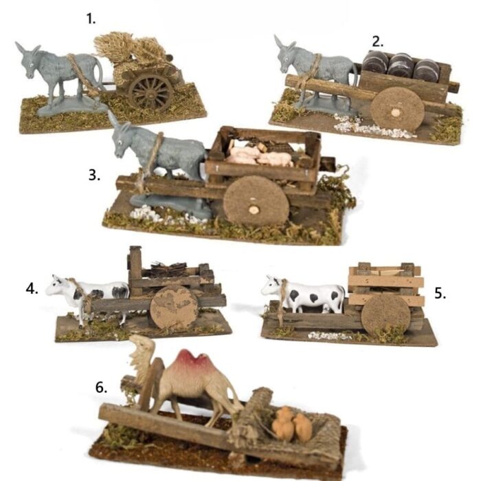 Figurica životinje s drvenim kolima 18x8x8 cm