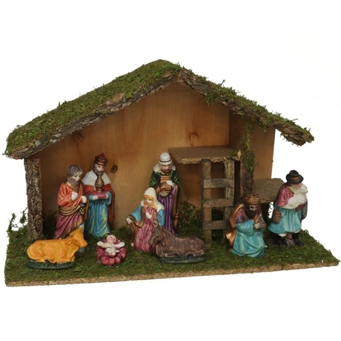 Jaslice drvene 15x40x25 cm sa 9 figurica