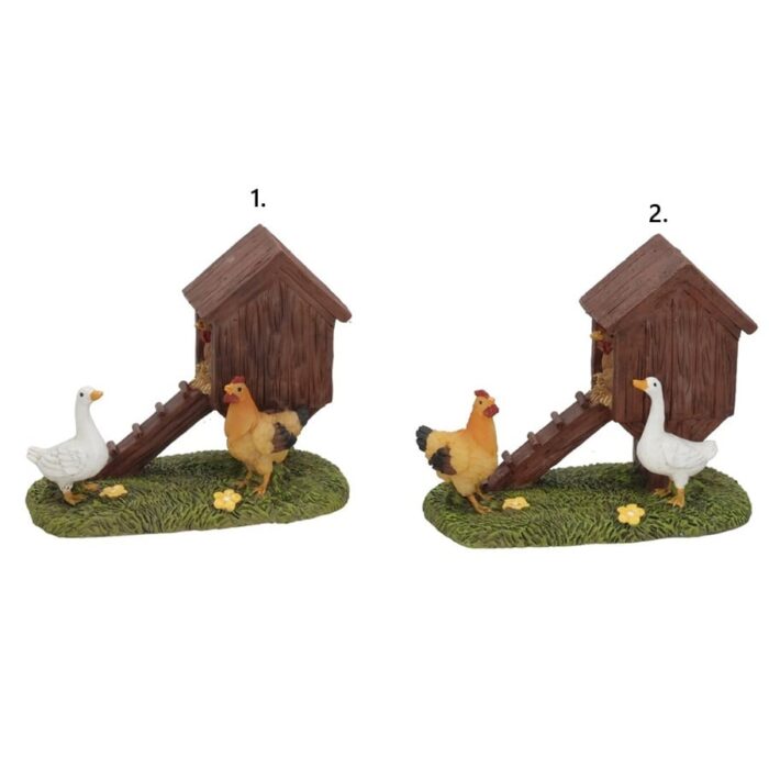 Kokošinjac s figuricama životinja 10.8x6x8.8 cm
