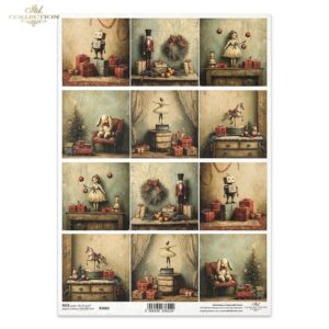 Rižin papir za decoupage A4 Božićna čarolija s balerinom-R2682