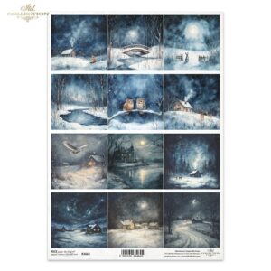 Rižin papir za decoupage A4 Božićni pejzaži-R2662