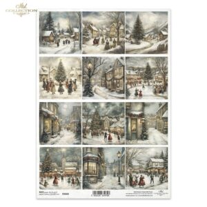 Rižin papir za decoupage A4 Božićni pejzaži-R2668