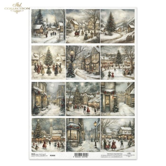 Rižin papir za decoupage A4 Božićni pejzaži-R2668