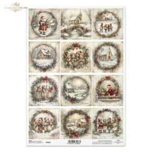 Rižin papir za decoupage A4, Božićni vintage motivi djece-R2666