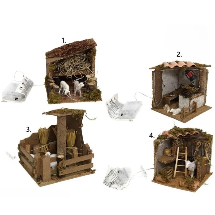 Scena štalice za selo s LED lampicama