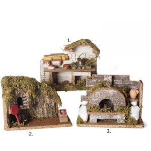 Scena za božićno selo-drvena peć 19x8x15 cm