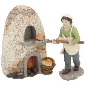 Scena za božićno selo-pekar s krušnom peći 8.5x7.5x11 cm