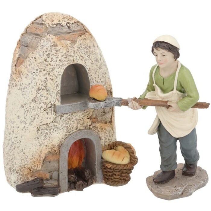 Scena za božićno selo-pekar s krušnom peći 8.5x7.5x11 cm