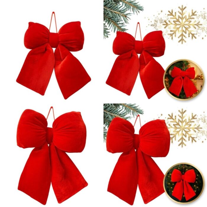 Božićna crvena baršunasta mašna