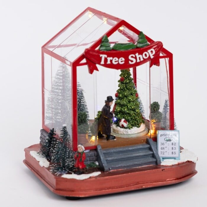 Božićna scena na baterije - Trgovina drvcima