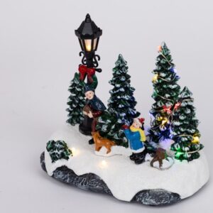 Božićna scena s djecom i psom 16x9.5x14 cm