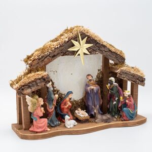 Jaslice s 9 figurica i betlehemskom zvijezdom 35x12x25 cm-2