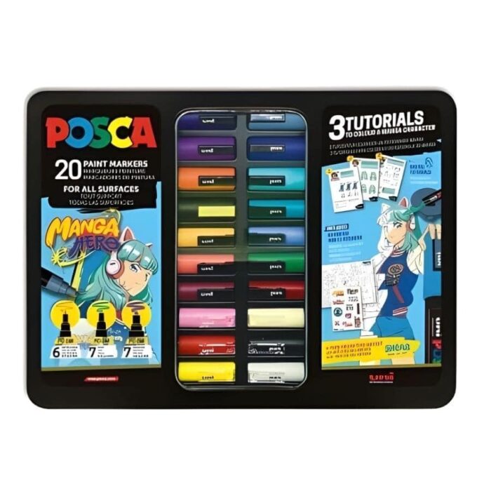 Posca markeri Manga set 20 komada u metalnoj kutiji