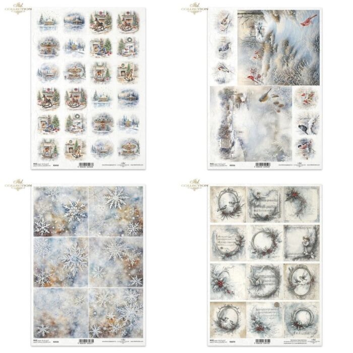 Rižin papir za decoupage A4 - Zimski motivi