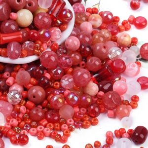 Set lampwork i staklenih perli 50 g - miješani oblici-crvene