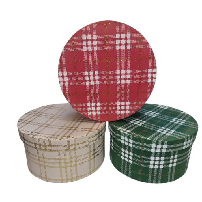 Okrugla kutija sa škotskim uzorkom