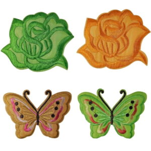 Tekstilna zakrpa u boji - cvijet - leptir