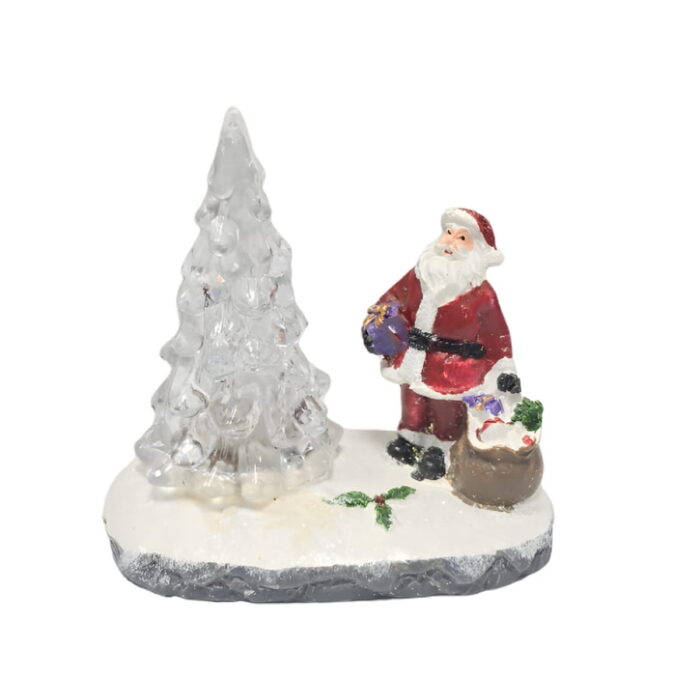 Božićna dekoracija Djed Božićnjak s jelkom 9 x 5.5 cm