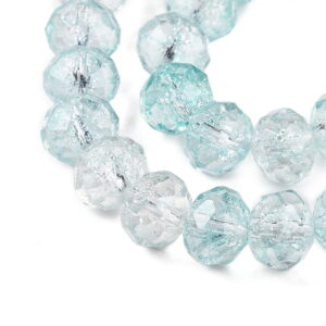 Staklene perle fasetirane rondel - prozirne - blijedo tirkizna