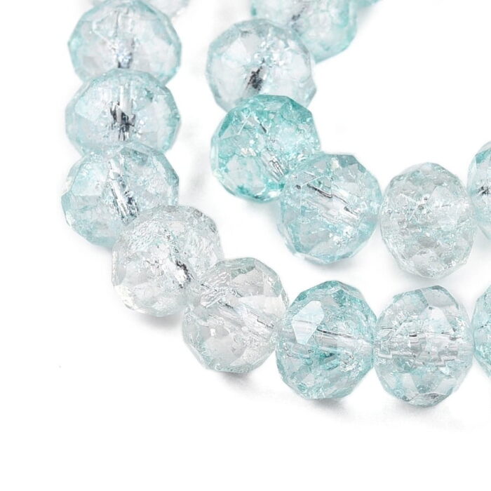 Staklene perle fasetirane rondel - prozirne-blijedo tirkizna