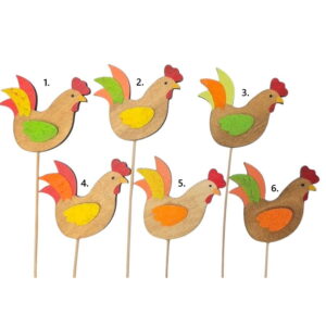 Dekorativna drvena koka na štapiću 8x7.5 cm