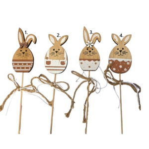 Dekorativni drveni zeko na štapiću 6-7.5 cm