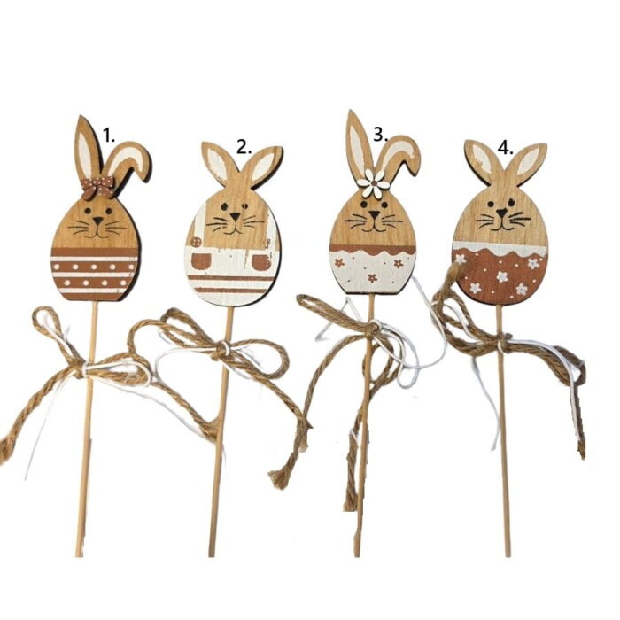 Dekorativni drveni zeko na štapiću 6-7.5 cm